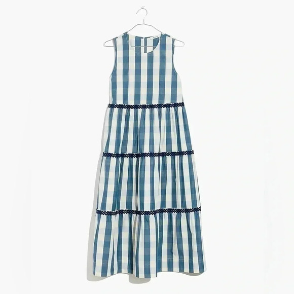 Madewell | Rickrack Cattail Tiered Dress in Gingham  Check - Picture 1 of 14